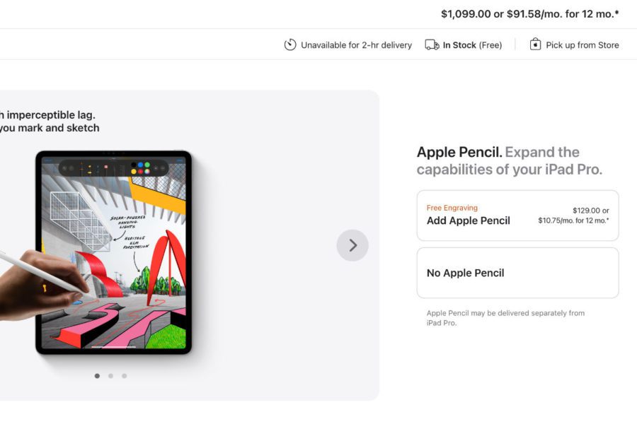 Screenshot of Apple's Pencil upgrade